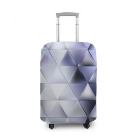 Чехол для чемодана 3D с принтом Metallic triangles в Новосибирске, 86% полиэфир, 14% спандекс | двустороннее нанесение принта, прорези для ручек и колес | текстура | треугольник