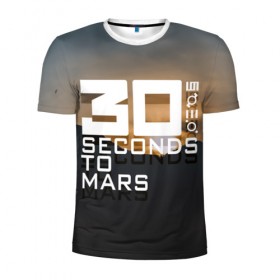 Мужская футболка 3D спортивная с принтом 30 StM 2 в Новосибирске, 100% полиэстер с улучшенными характеристиками | приталенный силуэт, круглая горловина, широкие плечи, сужается к линии бедра | 30 seconds to mars