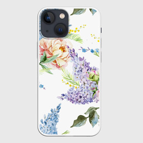 Чехол для iPhone 13 mini с принтом Сирень и Пионы в Новосибирске,  |  | Тематика изображения на принте: арт | краска | пион | пионы | прикольные | сирень | тропики | цветные | цветок | цветы