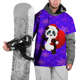 Накидка на куртку 3D с принтом Панда в Новосибирске, 100% полиэстер |  | new year | santa | дед мороз | елка | елочки | новогодний | новый год | рождество | сантаклаус | снег | снежинки