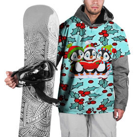 Накидка на куртку 3D с принтом Пингвинчики в Новосибирске, 100% полиэстер |  | new year | santa | дед мороз | елка | елочки | новогодний | новый год | рождество | сантаклаус | снег | снежинки