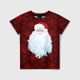 Детская футболка 3D с принтом Санта Клаус в Новосибирске, 100% гипоаллергенный полиэфир | прямой крой, круглый вырез горловины, длина до линии бедер, чуть спущенное плечо, ткань немного тянется | christmas | new year | santa | дед мороз | елка | елочки | новогодний | новый год | рождество | сантаклаус | снег | снежинки