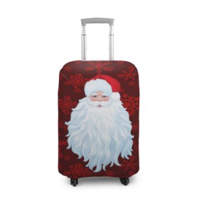 Чехол для чемодана 3D с принтом Санта Клаус в Новосибирске, 86% полиэфир, 14% спандекс | двустороннее нанесение принта, прорези для ручек и колес | christmas | new year | santa | дед мороз | елка | елочки | новогодний | новый год | рождество | сантаклаус | снег | снежинки