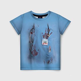 Детская футболка 3D с принтом Костюм врача кровь в Новосибирске, 100% гипоаллергенный полиэфир | прямой крой, круглый вырез горловины, длина до линии бедер, чуть спущенное плечо, ткань немного тянется | Тематика изображения на принте: больница | врач | доктор | клиника | кровь