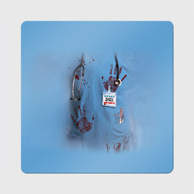 Магнит виниловый Квадрат с принтом Костюм врача кровь в Новосибирске, полимерный материал с магнитным слоем | размер 9*9 см, закругленные углы | Тематика изображения на принте: больница | врач | доктор | клиника | кровь