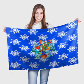 Флаг 3D с принтом Снеговики в Новосибирске, 100% полиэстер | плотность ткани — 95 г/м2, размер — 67 х 109 см. Принт наносится с одной стороны | christmas | new year | santa | дед мороз | елка | елочки | новогодний | новый год | рождество | сантаклаус | снег | снежинки