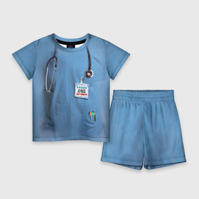 Детский костюм с шортами 3D с принтом Костюм врача в Новосибирске,  |  | больница | врач | градусник | доктор | интерн | клиника | медбрат | медсестра | поликлиника | стетоскоп | фонендоскоп