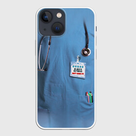 Чехол для iPhone 13 mini с принтом Костюм врача в Новосибирске,  |  | больница | врач | градусник | доктор | интерн | клиника | медбрат | медсестра | поликлиника | стетоскоп | фонендоскоп