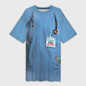 Платье-футболка 3D с принтом Костюм врача в Новосибирске,  |  | больница | врач | градусник | доктор | интерн | клиника | медбрат | медсестра | поликлиника | стетоскоп | фонендоскоп