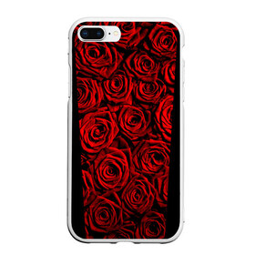 Чехол для iPhone 7Plus/8 Plus матовый с принтом RED ROSES КРАСНЫЕ РОЗЫ в Новосибирске, Силикон | Область печати: задняя сторона чехла, без боковых панелей | букет | красный | лепестки | модные | полосы | природа | растения | розочки | розы | сад | тренды | цвет | цветы | черный