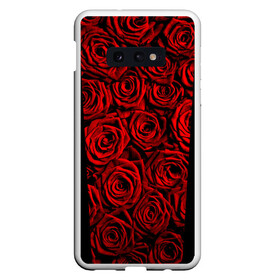 Чехол для Samsung S10E с принтом RED ROSES КРАСНЫЕ РОЗЫ в Новосибирске, Силикон | Область печати: задняя сторона чехла, без боковых панелей | Тематика изображения на принте: букет | красный | лепестки | модные | полосы | природа | растения | розочки | розы | сад | тренды | цвет | цветы | черный