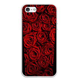 Чехол для iPhone 5/5S матовый с принтом RED ROSES КРАСНЫЕ РОЗЫ в Новосибирске, Силикон | Область печати: задняя сторона чехла, без боковых панелей | букет | красный | лепестки | модные | полосы | природа | растения | розочки | розы | сад | тренды | цвет | цветы | черный