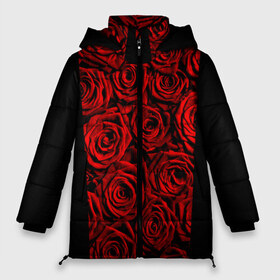 Женская зимняя куртка 3D с принтом RED ROSES КРАСНЫЕ РОЗЫ в Новосибирске, верх — 100% полиэстер; подкладка — 100% полиэстер; утеплитель — 100% полиэстер | длина ниже бедра, силуэт Оверсайз. Есть воротник-стойка, отстегивающийся капюшон и ветрозащитная планка. 

Боковые карманы с листочкой на кнопках и внутренний карман на молнии | букет | красный | лепестки | модные | полосы | природа | растения | розочки | розы | сад | тренды | цвет | цветы | черный