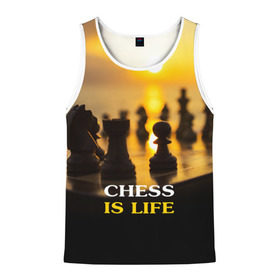 Мужская майка 3D с принтом Шахматы - это жизнь в Новосибирске, 100% полиэстер | круглая горловина, приталенный силуэт, длина до линии бедра. Пройма и горловина окантованы тонкой бейкой | Тематика изображения на принте: chess | game | sport | гроссмейстер | закат | игра | интеллект | солнце | спорт | фигура | шахматист | шахматы