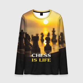 Мужской лонгслив 3D с принтом Шахматы - это жизнь в Новосибирске, 100% полиэстер | длинные рукава, круглый вырез горловины, полуприлегающий силуэт | chess | game | sport | гроссмейстер | закат | игра | интеллект | солнце | спорт | фигура | шахматист | шахматы