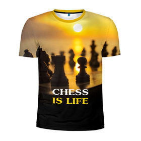 Мужская футболка 3D спортивная с принтом Шахматы - это жизнь в Новосибирске, 100% полиэстер с улучшенными характеристиками | приталенный силуэт, круглая горловина, широкие плечи, сужается к линии бедра | Тематика изображения на принте: chess | game | sport | гроссмейстер | закат | игра | интеллект | солнце | спорт | фигура | шахматист | шахматы