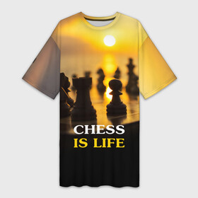 Платье-футболка 3D с принтом Шахматы   это жизнь в Новосибирске,  |  | chess | game | sport | гроссмейстер | закат | игра | интеллект | солнце | спорт | фигура | шахматист | шахматы