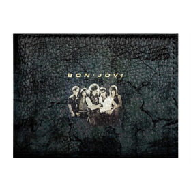 Обложка для студенческого билета с принтом Группа Bon Jovi в Новосибирске, натуральная кожа | Размер: 11*8 см; Печать на всей внешней стороне | bon jovi | бон | бон джови | глэм | группа | джови | джон | рок | хард