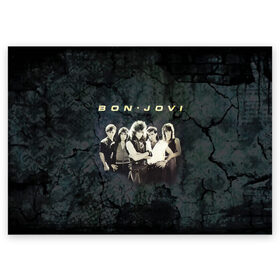 Поздравительная открытка с принтом Группа Bon Jovi в Новосибирске, 100% бумага | плотность бумаги 280 г/м2, матовая, на обратной стороне линовка и место для марки
 | bon jovi | бон | бон джови | глэм | группа | джови | джон | рок | хард