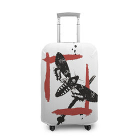Чехол для чемодана 3D с принтом Бабочка Треш полька в Новосибирске, 86% полиэфир, 14% спандекс | двустороннее нанесение принта, прорези для ручек и колес | 