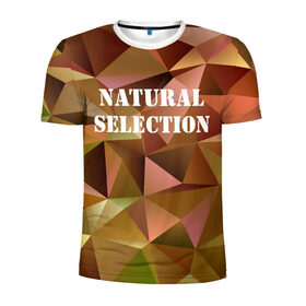 Мужская футболка 3D спортивная с принтом Natural Selection в Новосибирске, 100% полиэстер с улучшенными характеристиками | приталенный силуэт, круглая горловина, широкие плечи, сужается к линии бедра | low poly | natural | poly | polygon | естественный отбор | натурал
