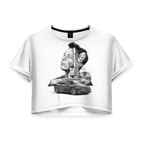 Женская футболка 3D укороченная с принтом Илон Маск в Новосибирске, 100% полиэстер | круглая горловина, длина футболки до линии талии, рукава с отворотами | hyperloop | pay pal | space x | tesla | гений | день космонавтики | полет на марс | тесла | электрокар | электромобиль
