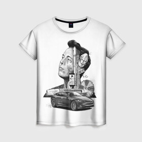 Женская футболка 3D с принтом Илон Маск в Новосибирске, 100% полиэфир ( синтетическое хлопкоподобное полотно) | прямой крой, круглый вырез горловины, длина до линии бедер | hyperloop | pay pal | space x | tesla | гений | день космонавтики | полет на марс | тесла | электрокар | электромобиль