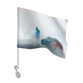 Флаг для автомобиля с принтом Бегущий по лезвию в Новосибирске, 100% полиэстер | Размер: 30*21 см | 2049 | blade runner | cyberpunk | андроид | бегущий по лезвию | кей | киберпанк | репликант | рик декарт