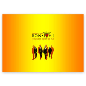 Поздравительная открытка с принтом Группа Bon Jovi в Новосибирске, 100% бумага | плотность бумаги 280 г/м2, матовая, на обратной стороне линовка и место для марки
 | bon jovi | бон | бон джови | глэм | группа | джови | джон | рок | хард