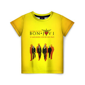 Детская футболка 3D с принтом Группа Bon Jovi в Новосибирске, 100% гипоаллергенный полиэфир | прямой крой, круглый вырез горловины, длина до линии бедер, чуть спущенное плечо, ткань немного тянется | bon jovi | бон | бон джови | глэм | группа | джови | джон | рок | хард