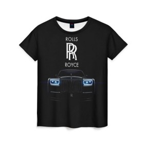 Женская футболка 3D с принтом Rolls Royce phantom в Новосибирске, 100% полиэфир ( синтетическое хлопкоподобное полотно) | прямой крой, круглый вырез горловины, длина до линии бедер | luxury | phantom | rich | rolls royce | rr | авто | автомобили | бренд | известные | логотип | машина | надписи | огни | ролс ройс | роскошь | тень | фары | черный