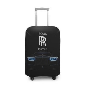 Чехол для чемодана 3D с принтом Rolls Royce phantom в Новосибирске, 86% полиэфир, 14% спандекс | двустороннее нанесение принта, прорези для ручек и колес | luxury | phantom | rich | rolls royce | rr | авто | автомобили | бренд | известные | логотип | машина | надписи | огни | ролс ройс | роскошь | тень | фары | черный