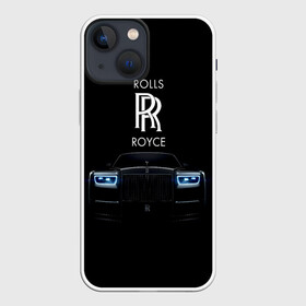 Чехол для iPhone 13 mini с принтом Rolls Royce phantom в Новосибирске,  |  | luxury | phantom | rich | rolls royce | rr | авто | автомобили | бренд | известные | логотип | машина | надписи | огни | ролс ройс | роскошь | тень | фары | черный
