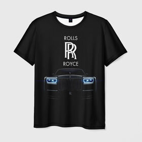 Мужская футболка 3D с принтом Rolls Royce phantom в Новосибирске, 100% полиэфир | прямой крой, круглый вырез горловины, длина до линии бедер | luxury | phantom | rich | rolls royce | rr | авто | автомобили | бренд | известные | логотип | машина | надписи | огни | ролс ройс | роскошь | тень | фары | черный