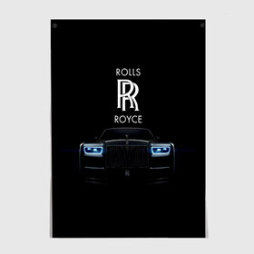 Постер с принтом Rolls Royce phantom в Новосибирске, 100% бумага
 | бумага, плотность 150 мг. Матовая, но за счет высокого коэффициента гладкости имеет небольшой блеск и дает на свету блики, но в отличии от глянцевой бумаги не покрыта лаком | luxury | phantom | rich | rolls royce | rr | авто | автомобили | бренд | известные | логотип | машина | надписи | огни | ролс ройс | роскошь | тень | фары | черный