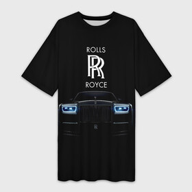 Платье-футболка 3D с принтом Rolls Royce phantom в Новосибирске,  |  | luxury | phantom | rich | rolls royce | rr | авто | автомобили | бренд | известные | логотип | машина | надписи | огни | ролс ройс | роскошь | тень | фары | черный