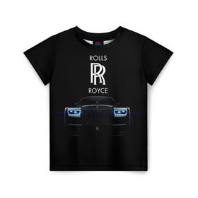 Детская футболка 3D с принтом Rolls Royce phantom в Новосибирске, 100% гипоаллергенный полиэфир | прямой крой, круглый вырез горловины, длина до линии бедер, чуть спущенное плечо, ткань немного тянется | luxury | phantom | rich | rolls royce | rr | авто | автомобили | бренд | известные | логотип | машина | надписи | огни | ролс ройс | роскошь | тень | фары | черный