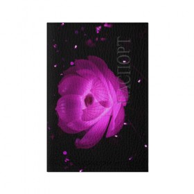 Обложка для паспорта матовая кожа с принтом Цветок в Новосибирске, натуральная матовая кожа | размер 19,3 х 13,7 см; прозрачные пластиковые крепления | лепестки | модные | природа | растения | розовый | тренды | фон | цвет | цветок | цветы | черный