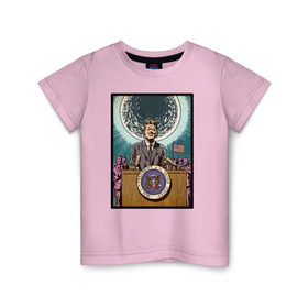 Детская футболка хлопок с принтом Джон Кеннеди в Новосибирске, 100% хлопок | круглый вырез горловины, полуприлегающий силуэт, длина до линии бедер | apollo | nasa | usa | аполлон | высадка на луну | космическая гонка | луна | лунная программа | наса | президент америки | сша