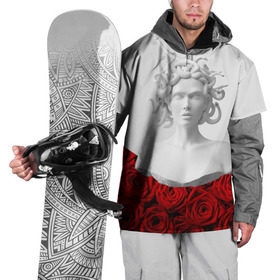 Накидка на куртку 3D с принтом Унисекс / Snake roses girl в Новосибирске, 100% полиэстер |  | букет | веты | красный | лепестки | модные | полосы | природа | растения | розочки | розы | сад | тренды | цвет | черный