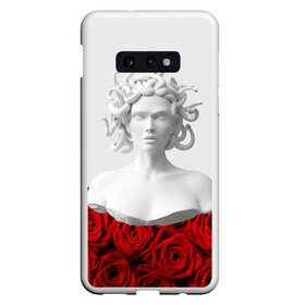 Чехол для Samsung S10E с принтом GIRL SNAKE ROSES РОЗЫ в Новосибирске, Силикон | Область печати: задняя сторона чехла, без боковых панелей | букет | веты | красный | лепестки | модные | полосы | природа | растения | розочки | розы | сад | тренды | цвет | черный