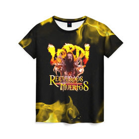 Женская футболка 3D с принтом Recuerdos Muertos в Новосибирске, 100% полиэфир ( синтетическое хлопкоподобное полотно) | прямой крой, круглый вырез горловины, длина до линии бедер | глэм | группа | метал | монстры | рок | хард | хардрок | хэви | хэвиметал | шок | шокрок