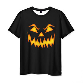 Мужская футболка 3D с принтом Halloween в Новосибирске, 100% полиэфир | прямой крой, круглый вырез горловины, длина до линии бедер | 31 октября | halloween | арт | монстр | праздник | рожица | тыква | хэллоуин