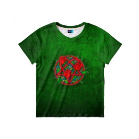 Детская футболка 3D с принтом HIM розы в Новосибирске, 100% гипоаллергенный полиэфир | прямой крой, круглый вырез горловины, длина до линии бедер, чуть спущенное плечо, ткань немного тянется | him | вилле вало | готик | готика | группа | зеленый | лав | метал | микко линдстрём | микко паананен | музыка | песни | розы | рок | финская | хим | цветы | юкка крёгер | янне пууртинен