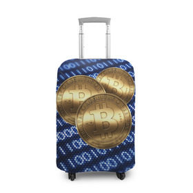 Чехол для чемодана 3D с принтом Bitcoin в Новосибирске, 86% полиэфир, 14% спандекс | двустороннее нанесение принта, прорези для ручек и колес | bitcoin | блокчейн | криптовалюта