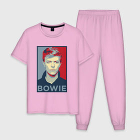 Мужская пижама хлопок с принтом David Bowie в Новосибирске, 100% хлопок | брюки и футболка прямого кроя, без карманов, на брюках мягкая резинка на поясе и по низу штанин
 | bowie | david | альтернативный | арт | боуи | глэм | джаз | дэвид | музыка | музыкант | певец | поп | попрок | психоделический | рок | соул | хард | хардрок | экспериментальный | электронная | эмбиент