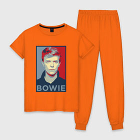 Женская пижама хлопок с принтом David Bowie в Новосибирске, 100% хлопок | брюки и футболка прямого кроя, без карманов, на брюках мягкая резинка на поясе и по низу штанин | bowie | david | альтернативный | арт | боуи | глэм | джаз | дэвид | музыка | музыкант | певец | поп | попрок | психоделический | рок | соул | хард | хардрок | экспериментальный | электронная | эмбиент