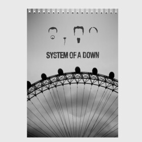 Скетчбук с принтом system of a down в Новосибирске, 100% бумага
 | 48 листов, плотность листов — 100 г/м2, плотность картонной обложки — 250 г/м2. Листы скреплены сверху удобной пружинной спиралью | system of a down | рок | система