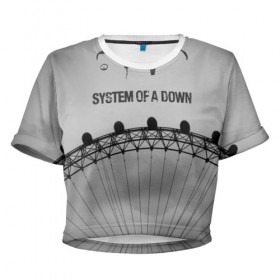 Женская футболка 3D укороченная с принтом system of a down в Новосибирске, 100% полиэстер | круглая горловина, длина футболки до линии талии, рукава с отворотами | system of a down | рок | система