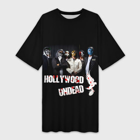 Платье-футболка 3D с принтом Группа Hollywood Undead в Новосибирске,  |  | charlie scene | danny | funny man | hollywood | j dog | johnny 3 tears | undead | альтернативный | андед | голивуд | голливудская | группа | кранккор | метал | нежить | ню | реп | рок | рэп | рэпкор